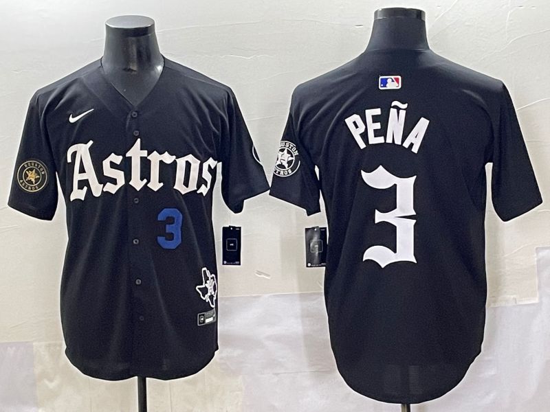 Men 2025 Houston Astros #3 Pena Black Five generations Joint Name Nike MLB Jersey style 9->houston astros->MLB Jersey